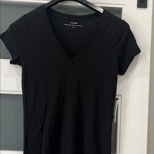 Vince Classic Black Short Sleeve V-Neck Tee